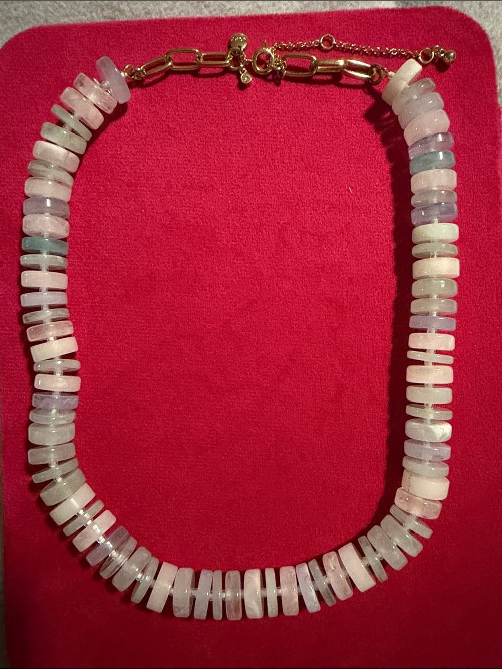 LOFT Pastel Opal Disc Necklace with Gold Chain